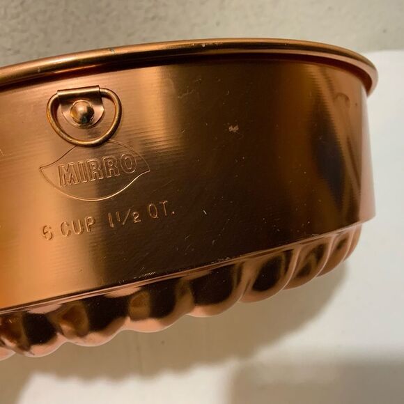 Vintage Mirro Copper Tone Jello Mold Bundt Cake Pan Tin Circle 6 Cup - Picture 6 of 6